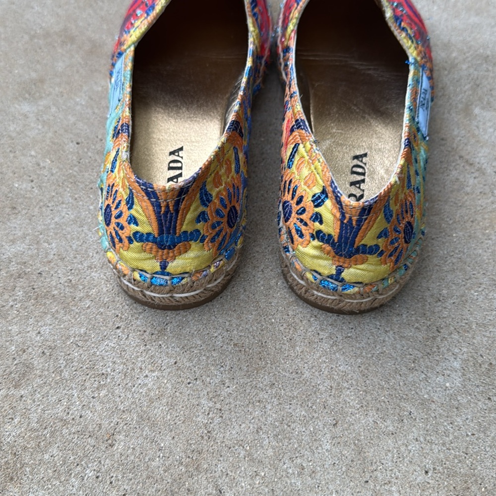 Prada Women's Colorful Embroidered Flats - Picture 4 of 5